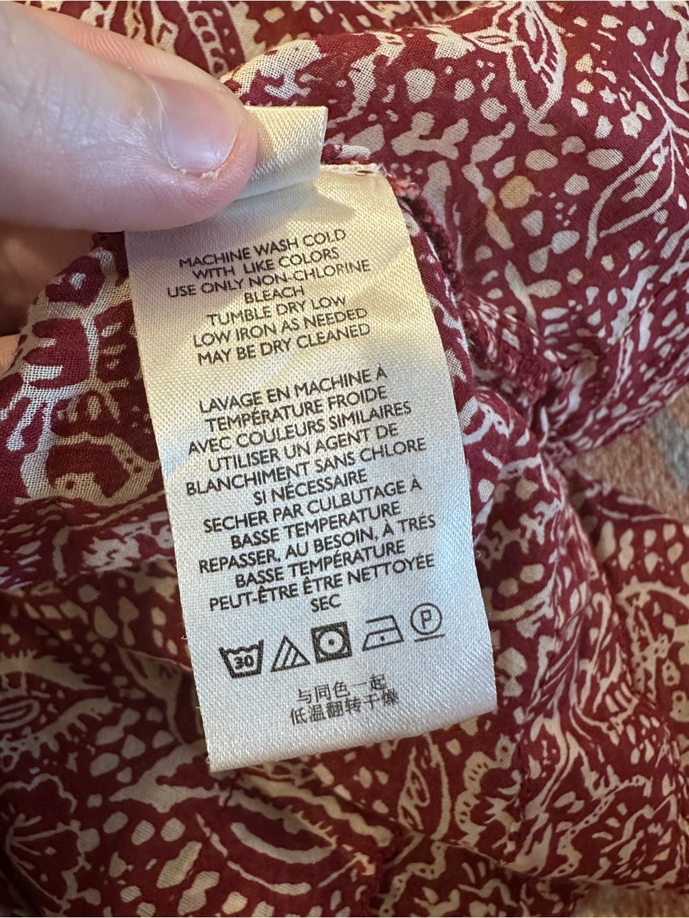We The Free Cool Meadow Long Sleeve Blouse Top Sweet Cranberry Sz L Boho Chic - Picture 6 of 7